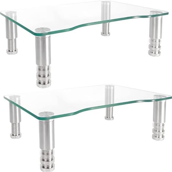 2 Pack Computer Monitor Riser with Height Adjustable Multi Media Desktop Stand - Picture 1 of 7
